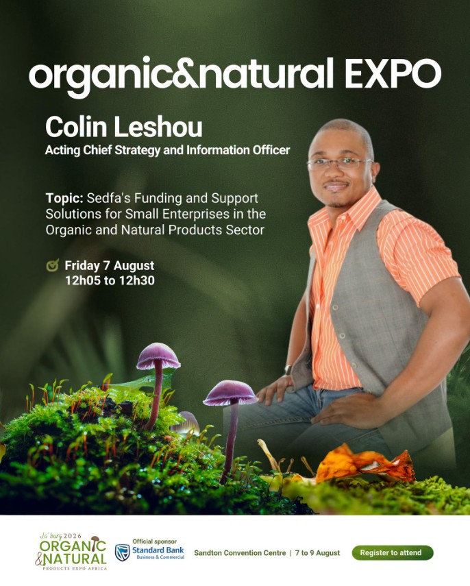 Colin Leshou SEDFA presenter at Organic Expo in Joburg 2026